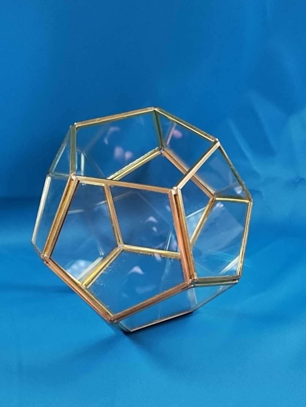 Gold Glass Geometric Terrarium - Modern Home Accent
